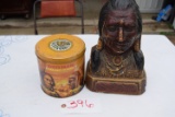 Redman Golden Blend Tobacco Tin and Indian Bust