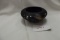 Tiffin Glass Black Satin Bowl with Painted Parrot with Flowers (Excelelnt Condition)
