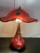 Charles Lotton Red Peacock Lamp, (Both Top and Bottom Light)