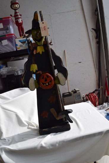Wood & Metal Witch Halloween Decoration