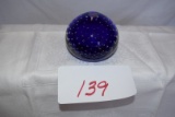 Tiffin Glass Cobalt Blue with Paperweight with Bubbles*