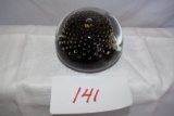 Tiffin Glass Black Paperweight with Bubbles*