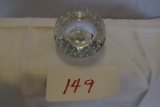 Tiffin Glass Clear Paperweight with Large Bubble in Middle surrounded by Small Bubbles*