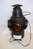 Antique Black Railroad Lantern with 4 different Colored Lights *