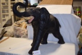 Baby Black Leather Elephant with wood tuffs, 26.5