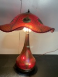 Charles Lotton Red Peacock Lamp, (Both Top and Bottom Light)