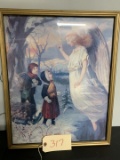 Framed Lithograph, Angel & Children, 17