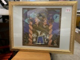 Framed Hand Painted Silk from India *