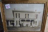 Framed Photograph Old house and People