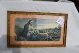 Framed Jesus w/sheep 