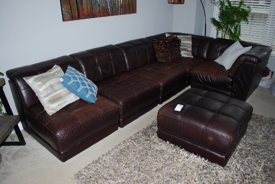 5 Piece Leather Sectional w/ottoman