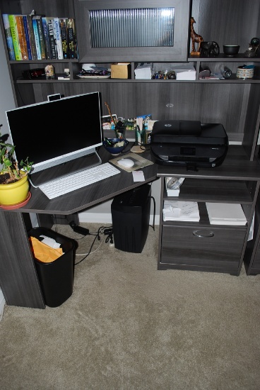 Desk, Lateral File Cabinet & Book Shelf