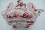 Staffordshire Red / White Tureen