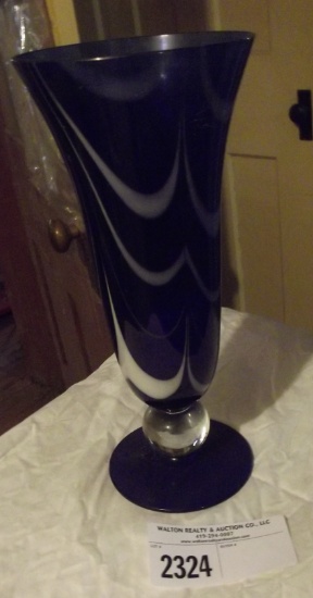 Blue Cobalt Swirl Vase 13"