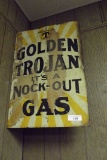Golden Trojan Gas Double Sided Sign