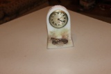 White Fenton Hand Painted and Signed Quartz Clock