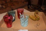 Tiffin Swan and Misc Handpainted Glasses