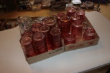 Plastic Cranberry Tumblers and Glass small dishes - 2 Boxes