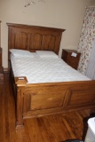 Solid Oak Full Size Bed with headboard and footboard with raised panels