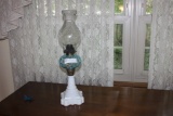 Blue and White Kerosene Lamp