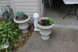 2 Large Outdoor Planters and Concrete Pineapple