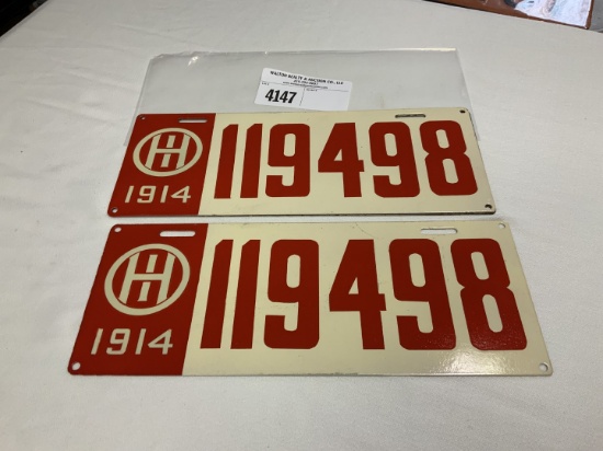 1914 Ohio License Plate #119498 pair