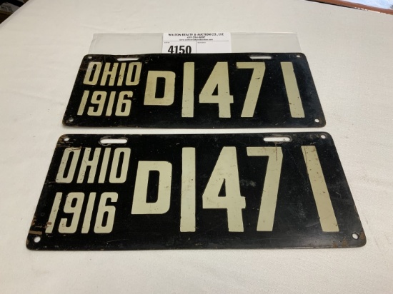 1916 Ohio License Plate #D1471 pair