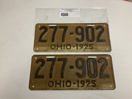 1925 Ohio License Plate #277-902 pair
