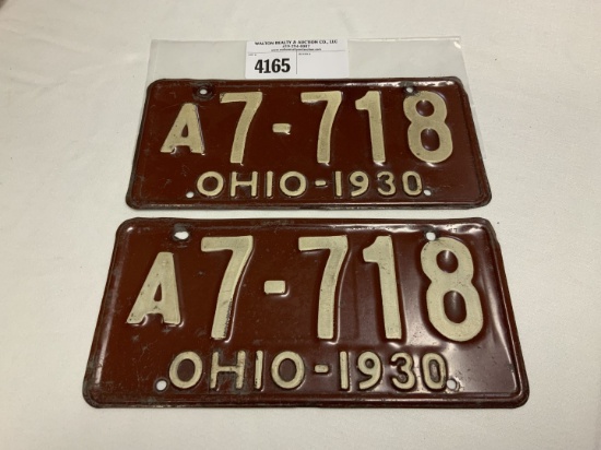1930 Ohio Liocense Plate #A7-718 pair