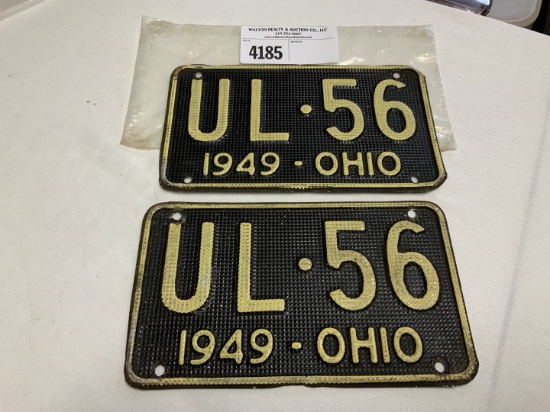 1949 Ohio License Plate #UL-56 pair