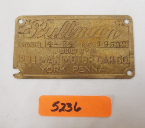 Pullman Serial Number Plate (Brass)