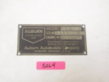 Auburn Serial Number Plate