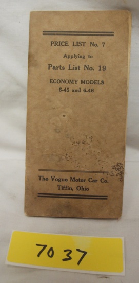 Economy /  Vouge Motor Company Price List