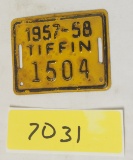 1957-58 Tiffin Bicycle Tag