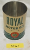 Royal Motor Oil (round quart) unissued â€“ metal