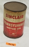 Sinclair (red) motor oil (round quart) â€“ metal