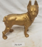 Cast Iron Boxer Dog Bank â€“ gold color