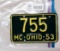 Ohio 1953 Motorcycle Plate (repaint)