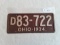 Ohio 1934 License Plate