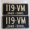 Ohio 1949 License Plate Pair