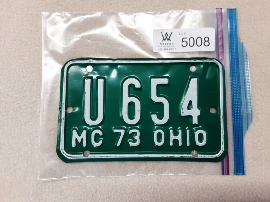Ohio 1973 Motorcycle Plate