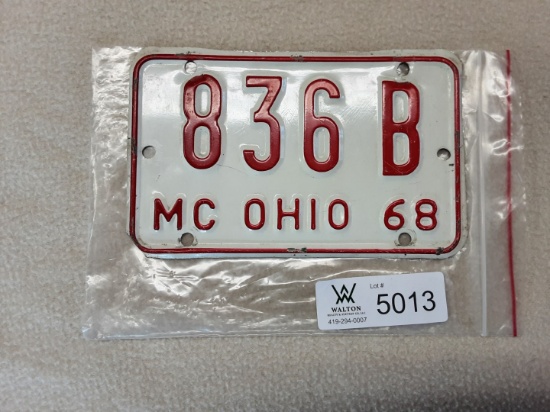 Ohio 1968 Motorcycle Plate