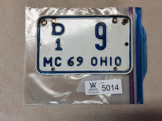 Ohio 1969 Motorcycle Plate