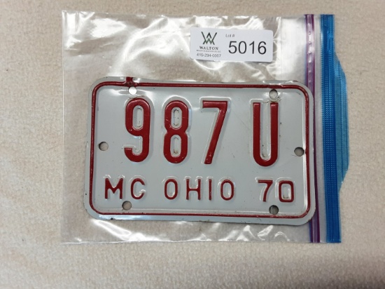 Ohio 1970 Motorcycle Plate