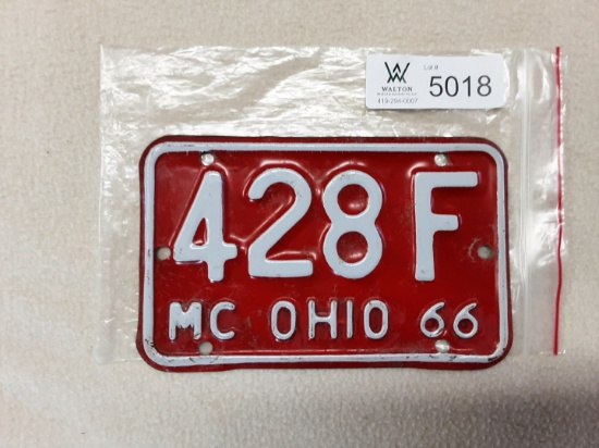 Ohio 1966 Motorcycle Plate