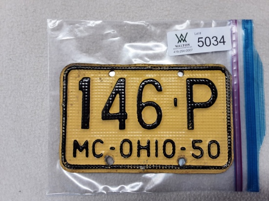 Ohio 1950 Motorcycle Plate