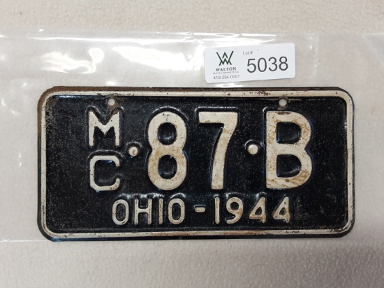Ohio 1944 Motorcycle Plate