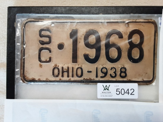 Ohio 1938 Sidecar Plate