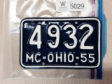 Ohio 1955 Motorcycle Plate (repaint)