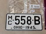 Ohio 1945 Motorcycle Plate (repaint)